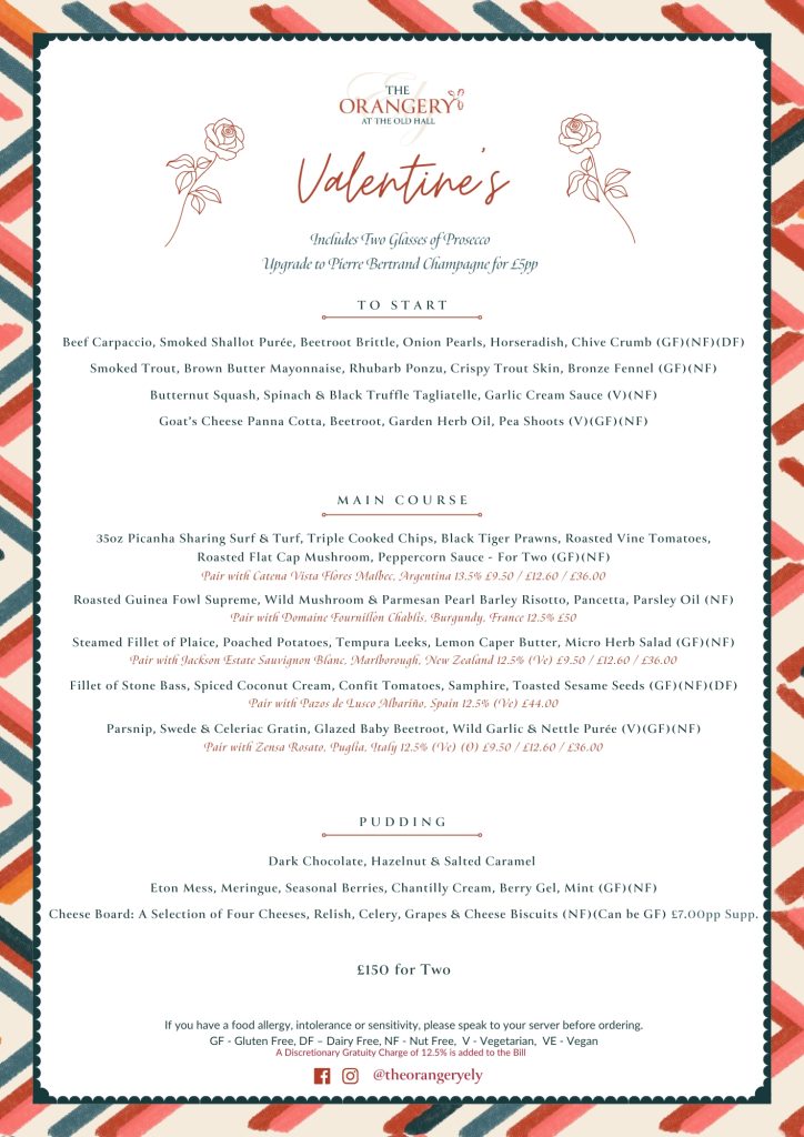 Valentines Day Menu