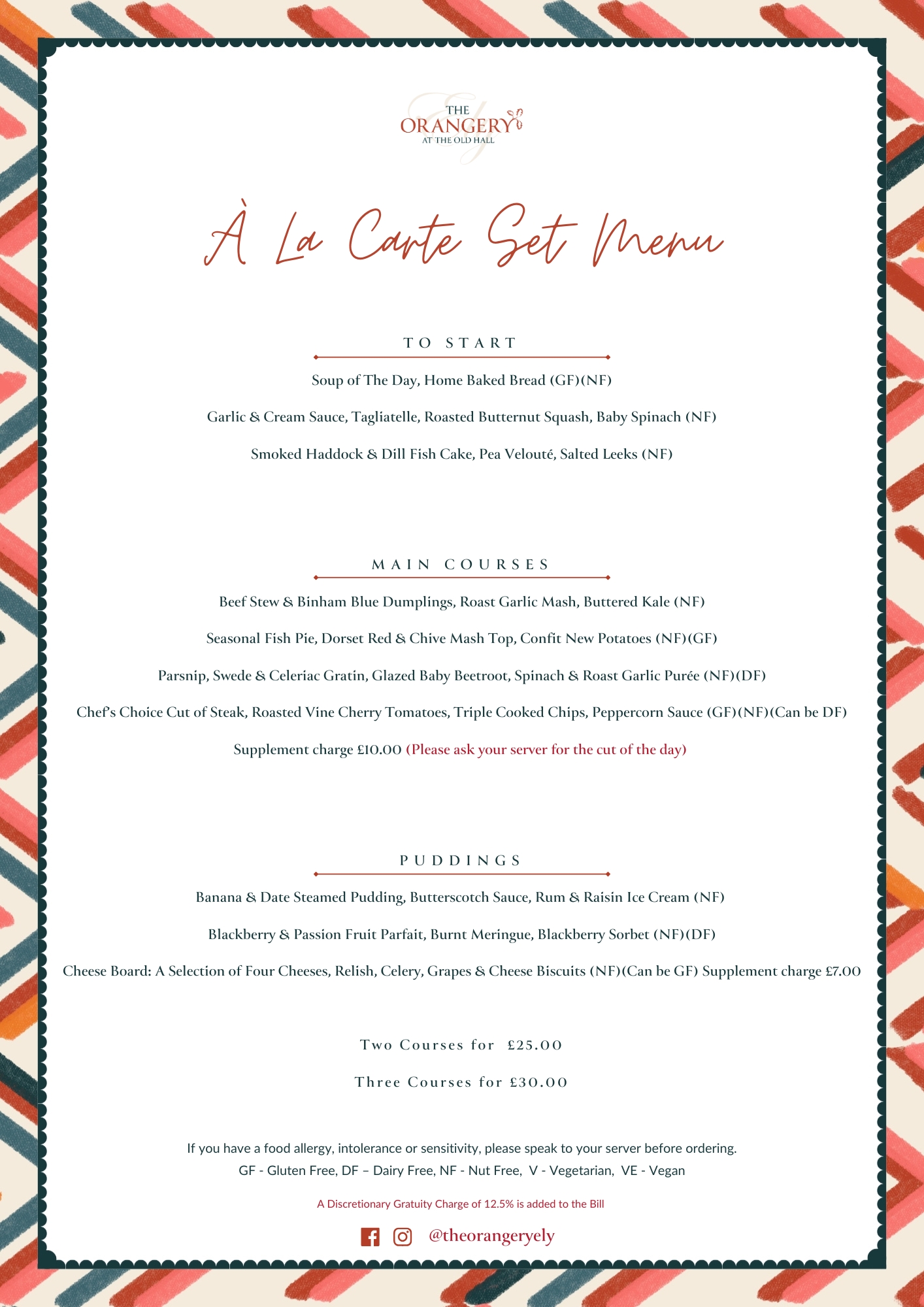 Set A La Carte Jan - March 2025